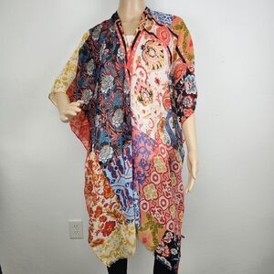 Jeongsook OH Multicolor Kimono Wrap One Size Boho Cottagecore Hippie Leisurewear